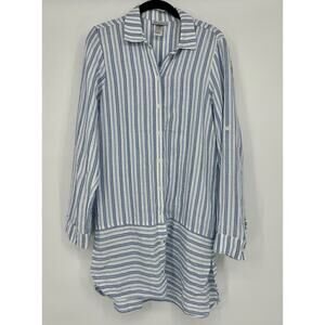 Tommy Bahama Striped Button Up Tunic Shirt Size S Blue White Cotton Blend